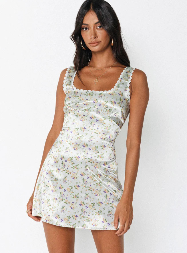 Berlin Satin Mini Dress White | Princess Polly US