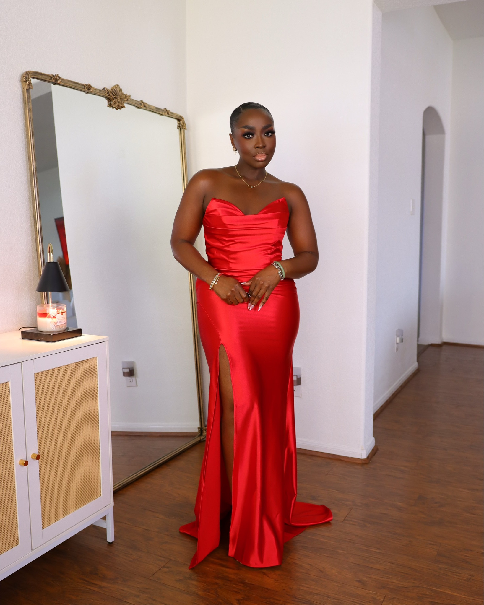 Wearing a L in this Lady Black Tie satin red evening gown. This. Is. GORGEOUS! Love the corset top and the train on this dress! The hips fit so well and once I tailor the waist to make it tigher, I’m good to go! Perfect for a black tie event or holiday party!

#LTKStyleTip #LTKHoliday #LTKFindsUnder100