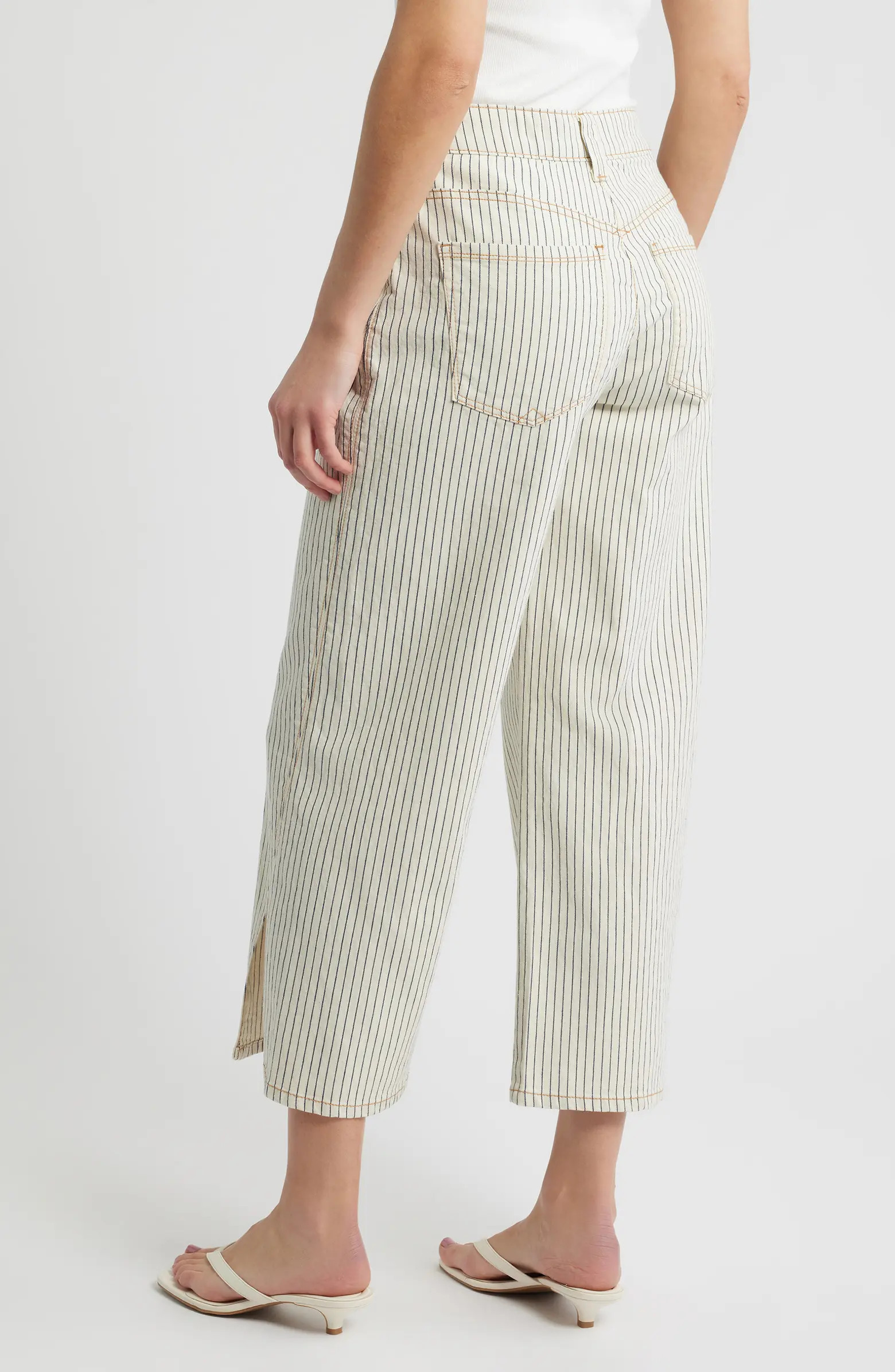 Sam Stripe High Waist Ankle Wide Leg Jeans | Nordstrom