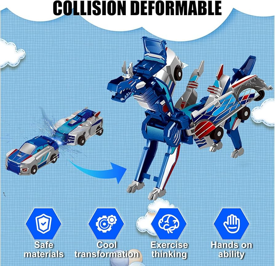 2-in-1 Collision Transformation Dinosaur Car Toy |Magnetic Cars Convertible Robot Toys|DinosaurTo... | Amazon (US)