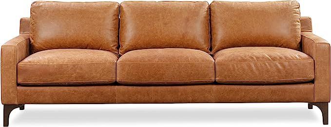 POLY & BARK Sorrento 85" Sofa in Full-Grain Pure-Aniline Italian Tanned Leather in Cognac Tan | Amazon (US)