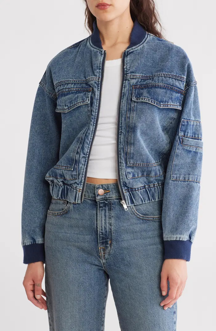 Vigoss Oversize Denim Bomber Jacket | Nordstromrack | Nordstrom Rack