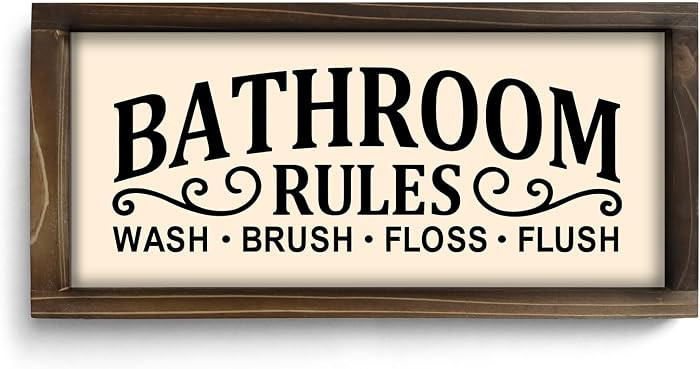 Kas Home Rustic Farmhouse Bathroom Decor - Wooden Sign, Funny Wall Hanging Plaque for Restroom, T... | Amazon (US)