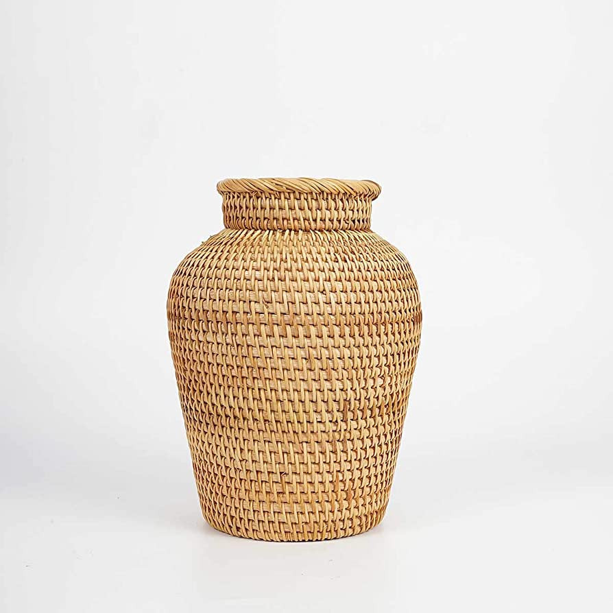 Rattan Vase Country Rustic Style Handmade Woven Plant Flower Vase Basket for Home Decor | Amazon (US)