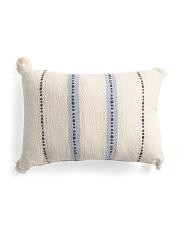 14x20 Cotton Stripe Tassel Lumbar Pillow | TJ Maxx