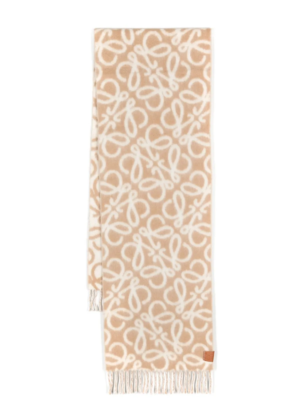 LOEWE Anagram-jacquard Fringed Scarf  | Neutrals | FARFETCH | Farfetch Global