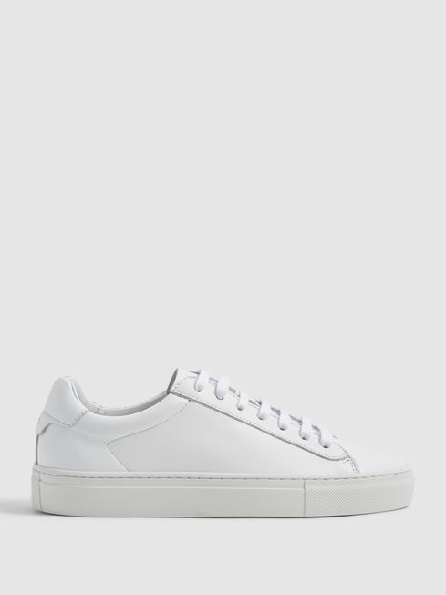 Reiss White Finley Lace Up Leather Trainers | Reiss UK