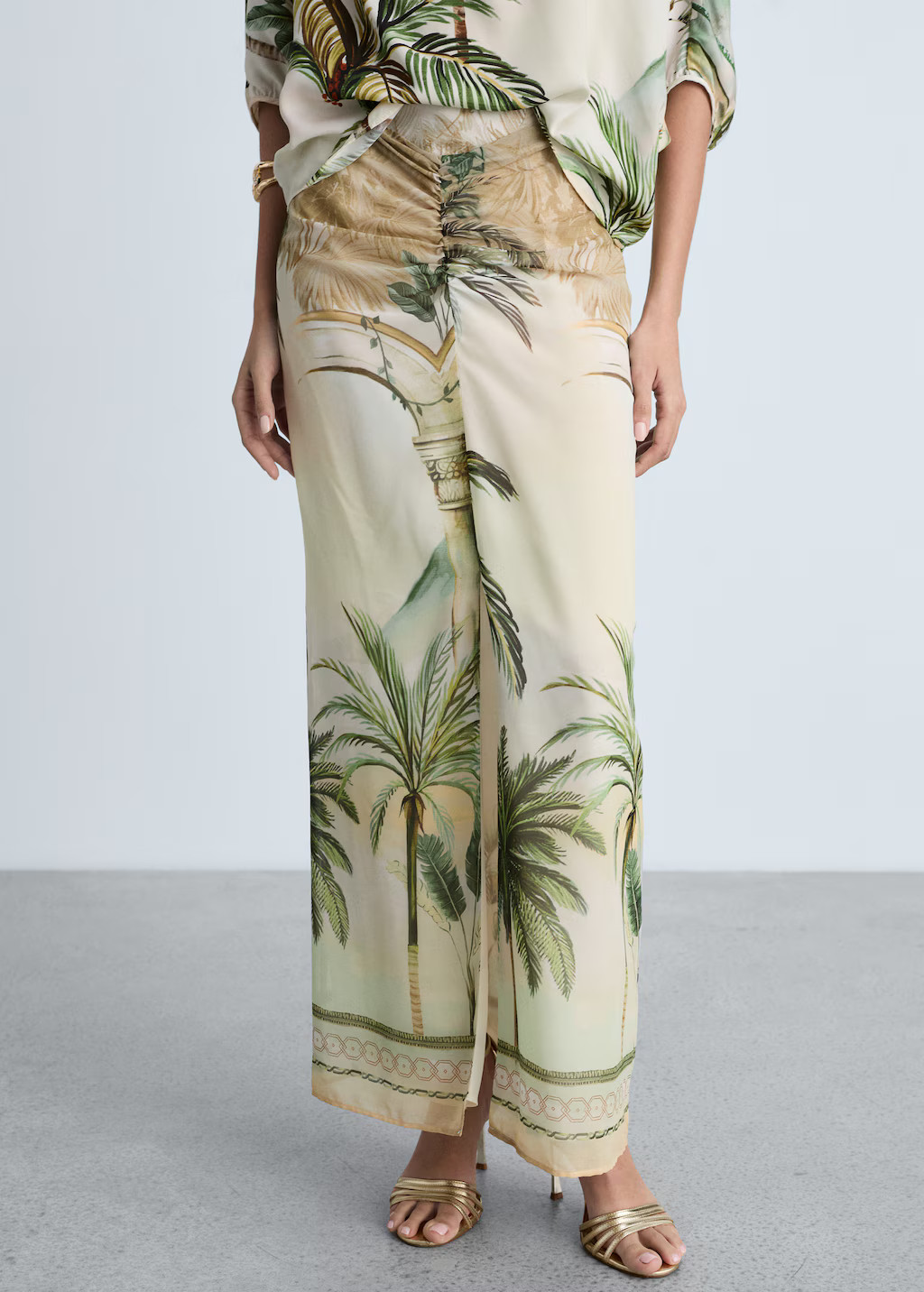 Tropical-print straight skirt - Women | MANGO USA | Mango (US/MX/AU)