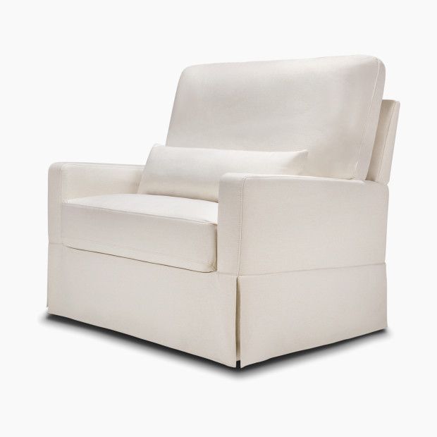 Namesake Crawford Pillowback Chair and a Half, Comfort Swivel Glider in Performance Cream Eco Weave  | Babylist