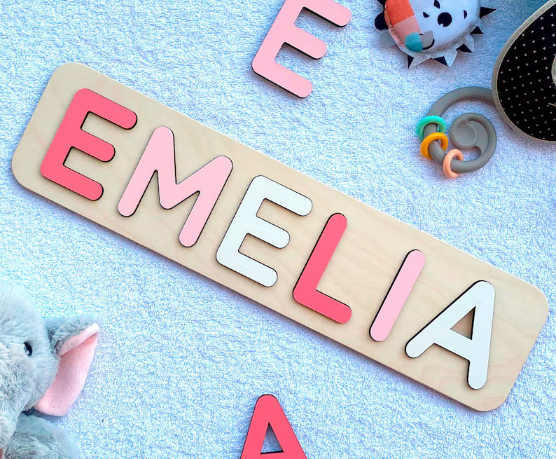 Personalized Name Puzzle, Toys for Toddler, Baby Shower, New Baby Gift, Name Puzzle With Pegs, Fi... | Etsy (US)