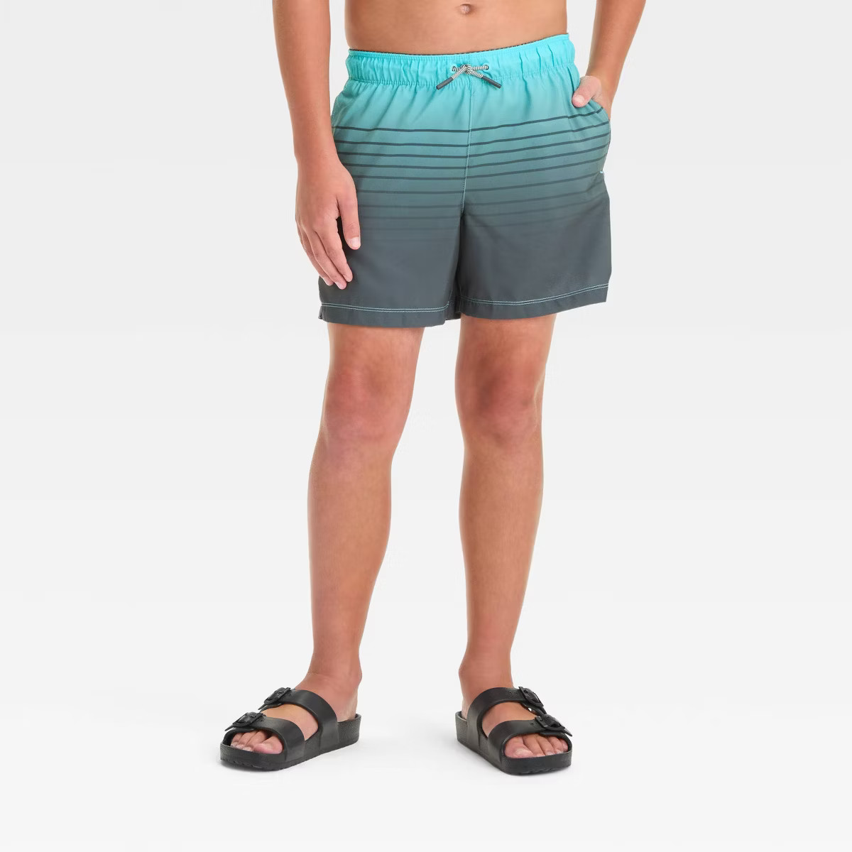Boys' Ombre Striped Swim Shorts - art class™ Aqua Blue XL Husky | Target