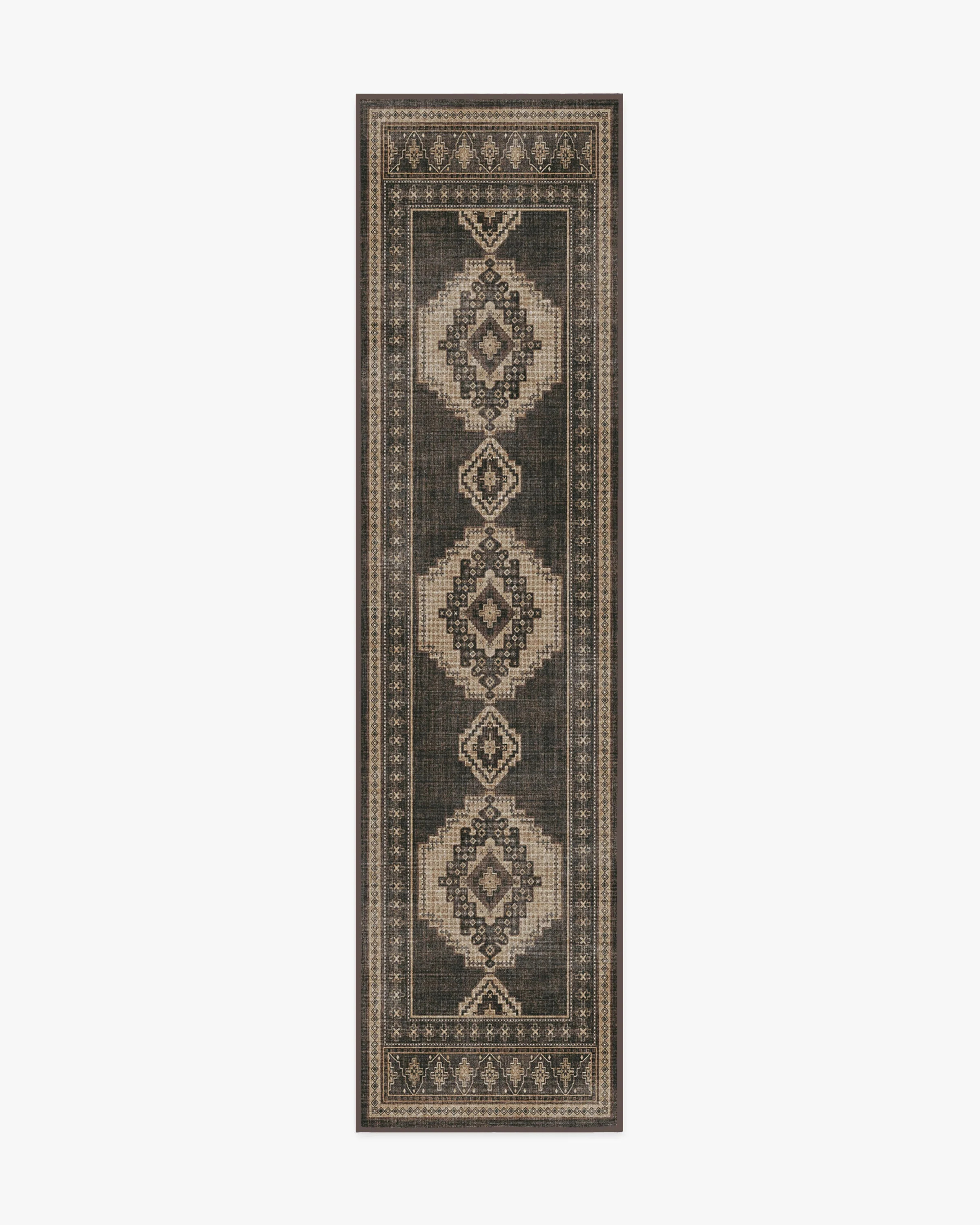 Rayne Charcoal & Tan Rug | Ruggable US | Ruggable