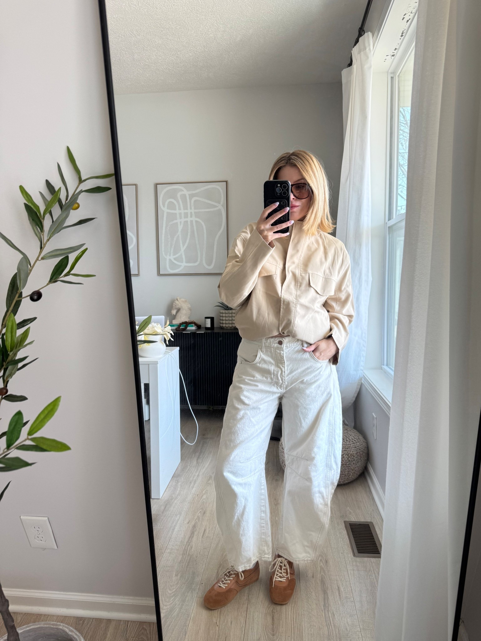 Funnel neck jacket, free people pants and suede sneakers for spring 

#LTKOver40 #LTKPetite #LTKootd