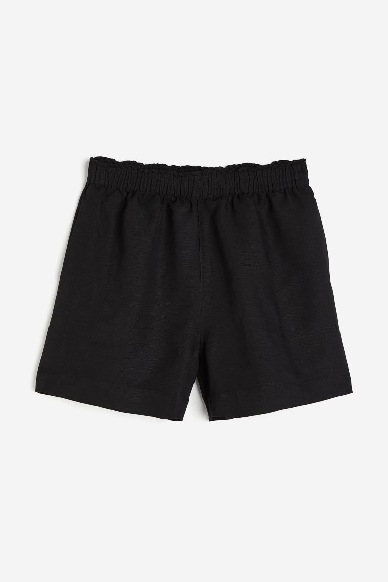 Linen-blend Pull-on Shorts - Black - Ladies | H&M US | H&M (US + CA)