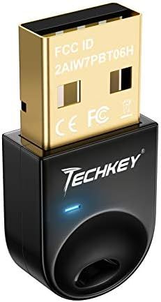 Techkey USB Bluetooth 4.0 Adapter Dongle for PC Laptop Computer Desktop Stereo Music, Skype Call,... | Amazon (US)