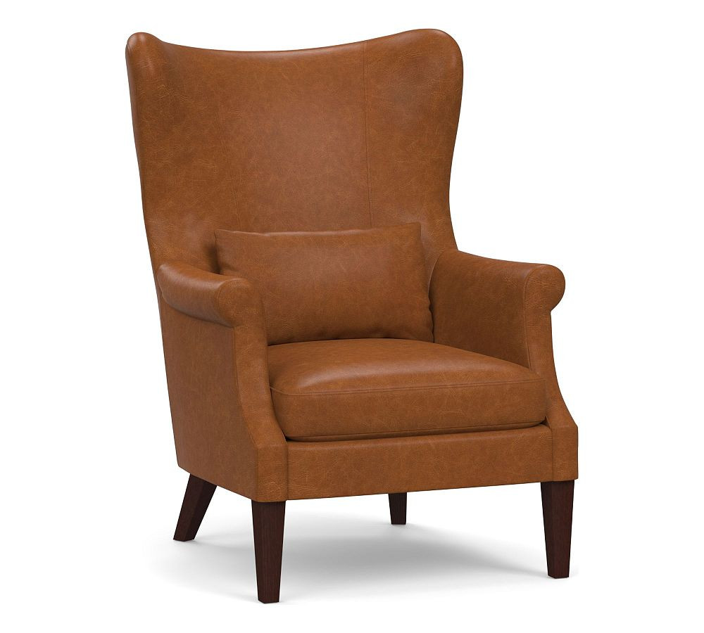 Champlain Roll Arm Leather Chair | Pottery Barn (US)