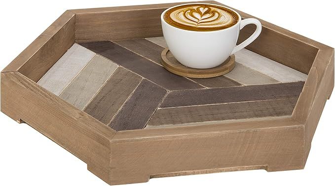 MyGift 12-inch Rustic Geometric Chevron Design Wood Serving Tray | Amazon (US)