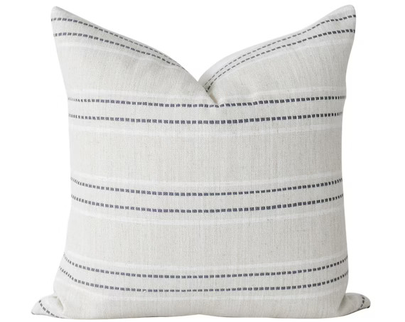 Beige With Charcoal Grey Stripes Pillow Cover Beige Striped - Etsy | Etsy (US)