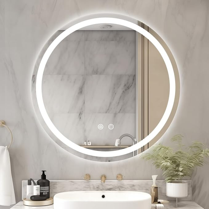 WallBeyond LED Bathroom Mirror with Lights, 28'' Round Light Up Bathroom Mirror for Wall with Fro... | Amazon (US)