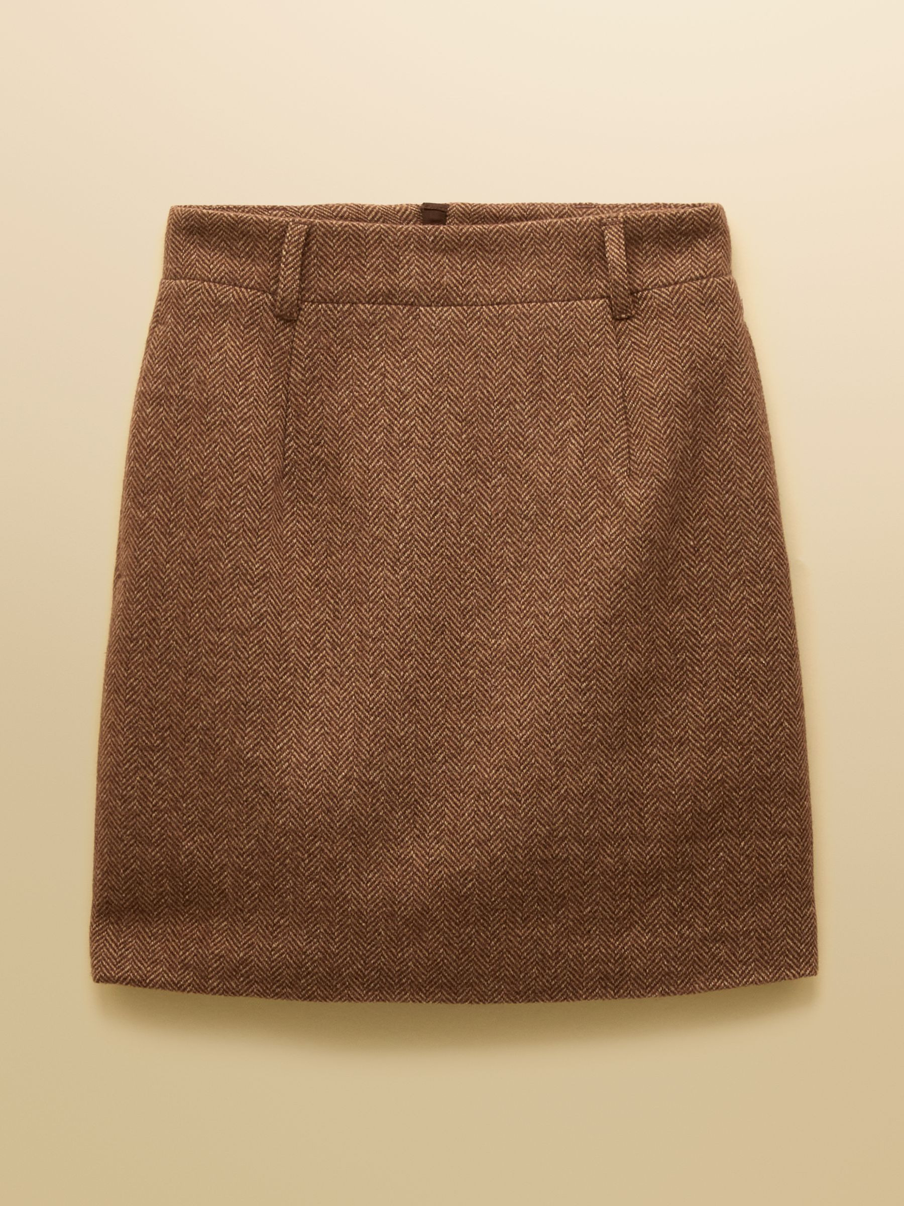 Bramble Tan Brown Herringbone Tweed Skirt | Joules | Joules