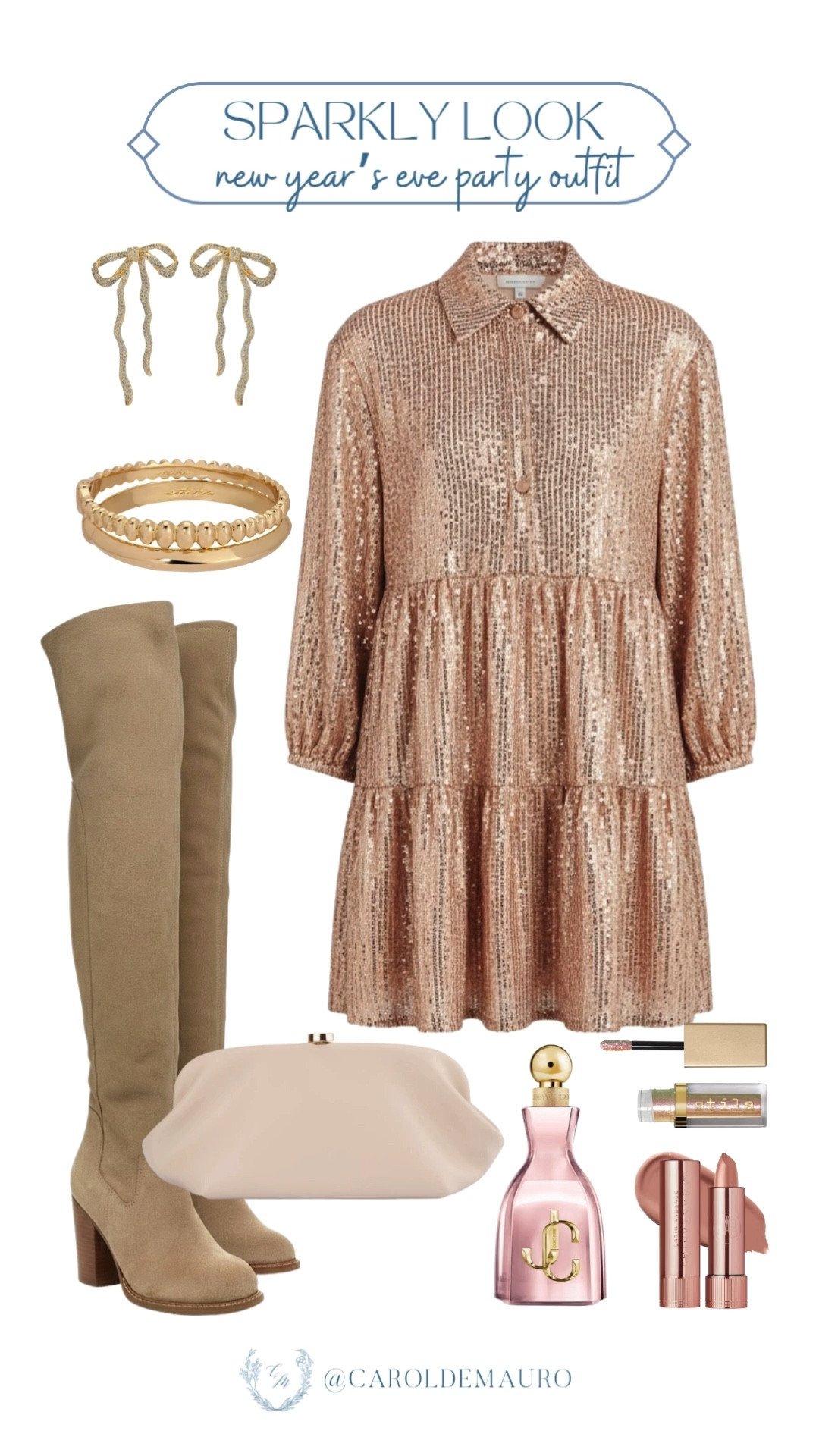 Ready to ring in 2026 with all the sparkles! This sequin shirt dress is the ultimate New Year's Eve vibe. Pair it with over-the-knee boots and some gold bow earrings for a look that's festive but still feels effortless. Cheers to a sparkly night!

sparkle and shine, formal wear, party look, holiday style, champagne finds, NYE outfit, evening style, statement pieces, fashion accessories

#LTKSeasonal #LTKFindsUnder50 #LTKU