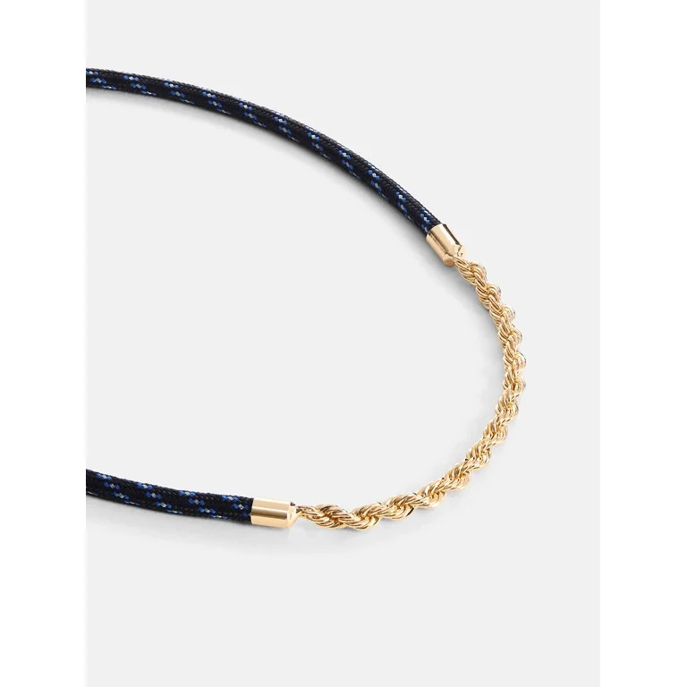 Free Assembly Women's Gold-Tone and Navy Rope Necklace, 16" + 3" Extender | Walmart (US)