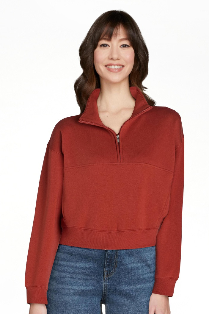 No Boundaries Zip Mock Neck Pullover, Women's | Walmart (US)