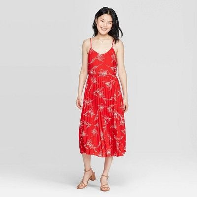Women's Floral Print Sleeveless V-Neck Midi Dress - A New Day™ Red XXL | Target