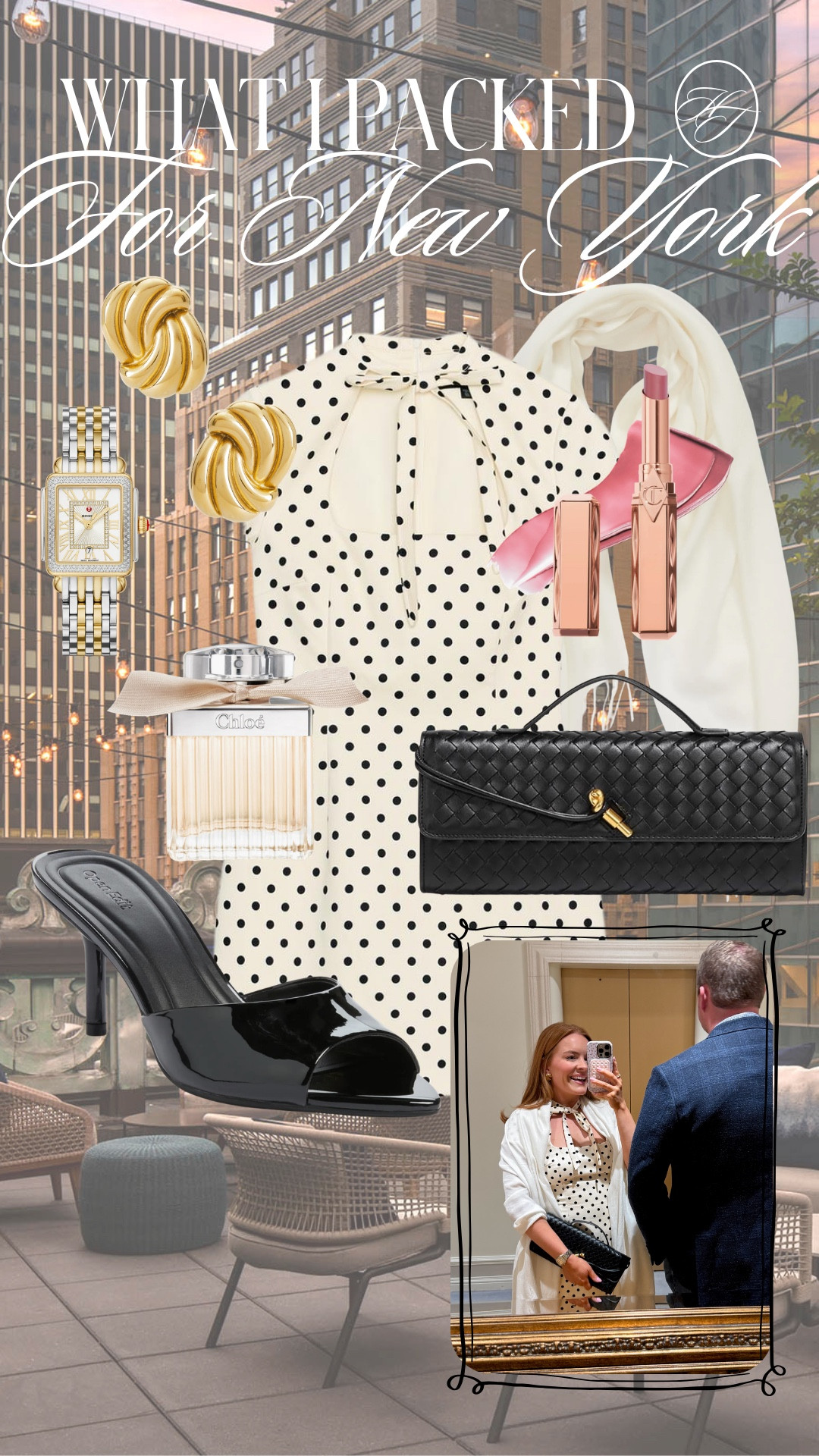 A little polka dot moment for dinner in NYC 🤍🖤 This dress is one of those easy throw-on pieces that looks so chic with minimal effort. I paired it with black heels and a woven clutch for a classic city dinner vibe. Easy to pack because it doesn’t require much styling and works for so many occasions — dinner, rooftop drinks, or Broadway nights. 

#LTKStyle #DinnerOutfit #PolkaDotDress #NYCFashion #VacationLooks
