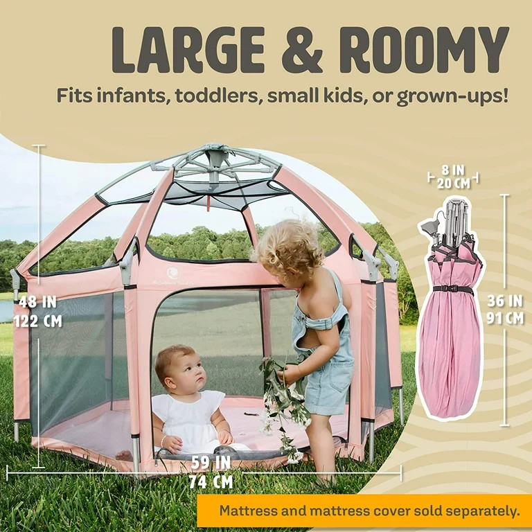 California Beach Co Pop 'N Go Portable Playpen, Play Yard, Lightweight, Pink | Walmart (US)