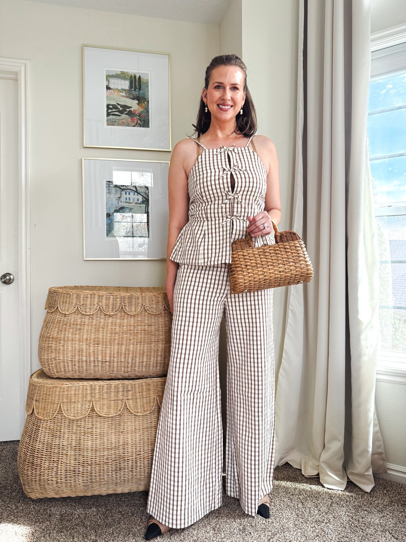 If you’re a tall girl like myself, you’ll be thrilled with the length of this jumpsuit! (I’m 5’ 9” and wearing a size 10. In addition, it’s lined and creates a beautiful silhouette between the peplum waistband and flare pants. I’ve paired it with my Frances Valentine tote and capped toe heels. 



@ltk @Macys

#ltkshoecrush #spring outfits 2026 #vacation outfits beach #resort wear  2026 #travel outfits 

#LTKTravel #LTKOver40 #LTKootd