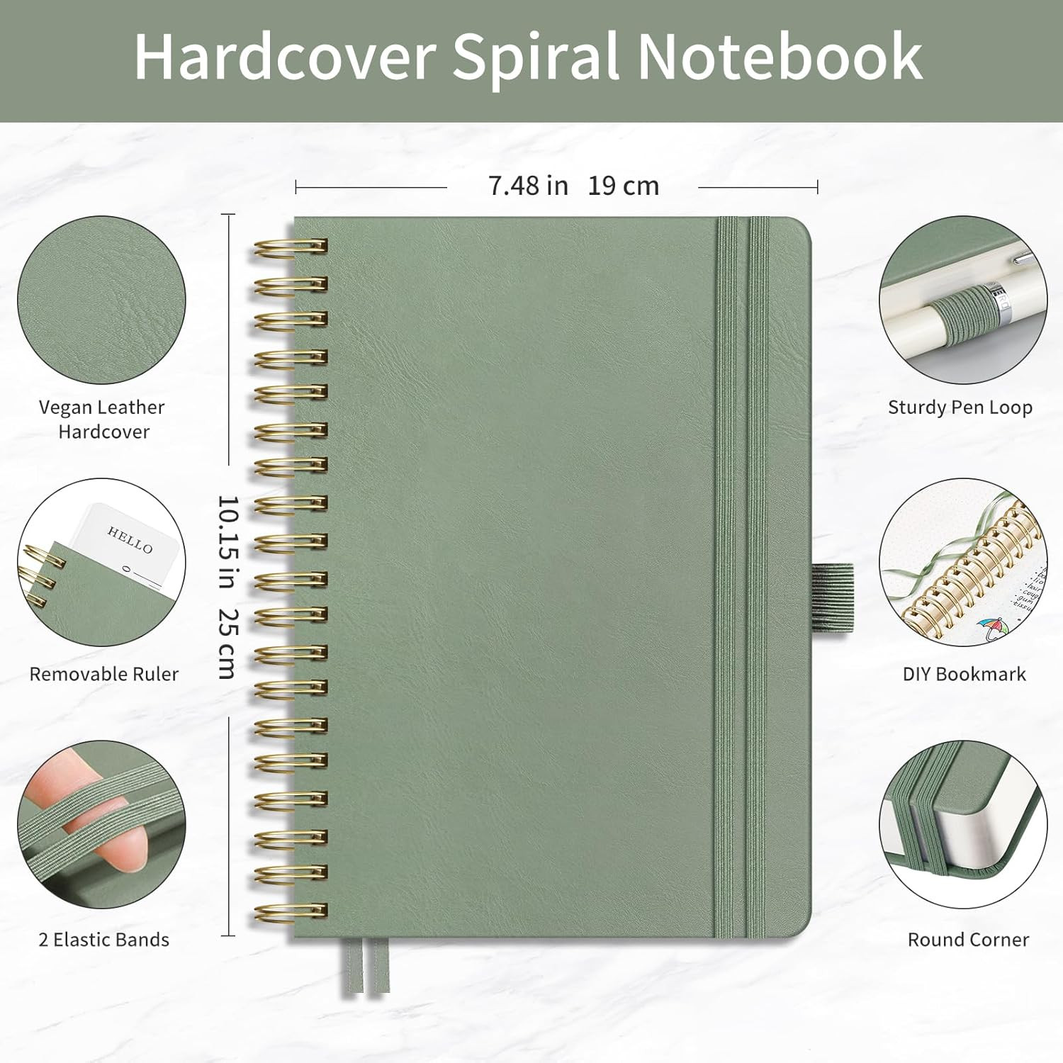 EMSHOI Bullet Dotted Journal Spiral Notebook - 300 Pages, B5 Hardcover Leather, 100 GSM Thick Dot... | Amazon (US)