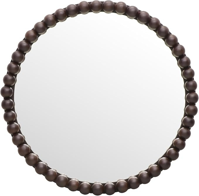 Tov Furniture Baria Walnut Brown Finish Wood 30 inch Round Wall Mirror | Amazon (US)