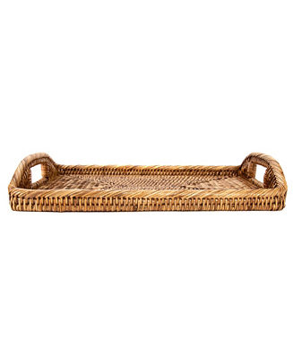 Artifacts Rattan 14" Rectangular Tray - Macy's | Macy's