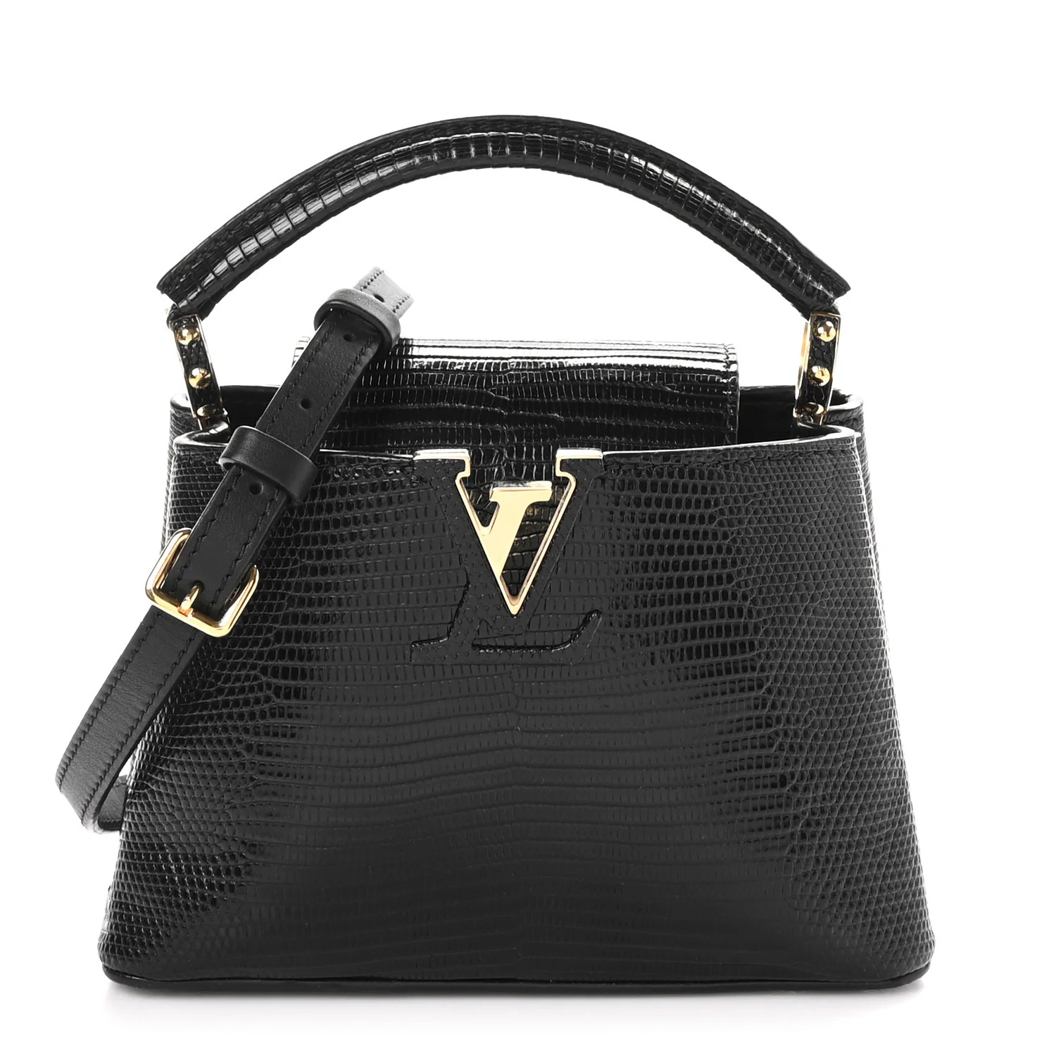 Lizard Capucines Mini Black | FASHIONPHILE (US)