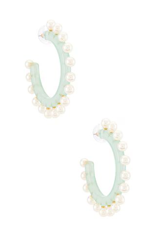 Lele Sadoughi Pearl Block Hoops in Mint from Revolve.com | Revolve Clothing (Global)