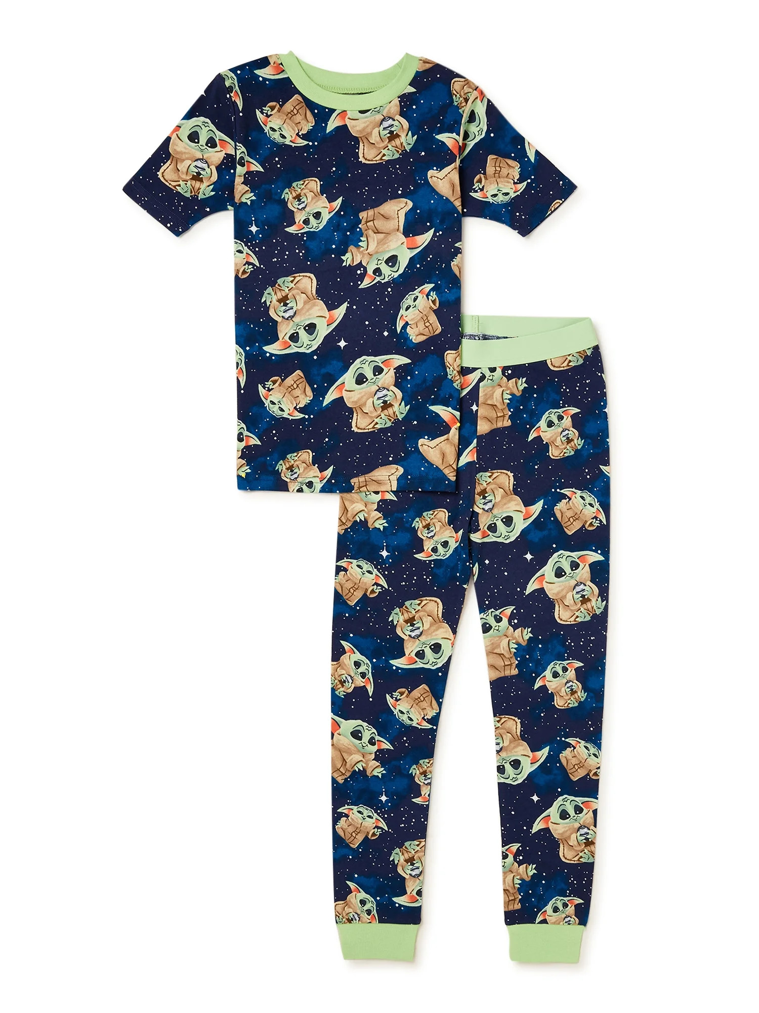 Star Wars The Mandalorian Boys Baby Yoda Short Sleeve Top and Pants, 2-Piece Pajama Set, Sizes 4-... | Walmart (US)