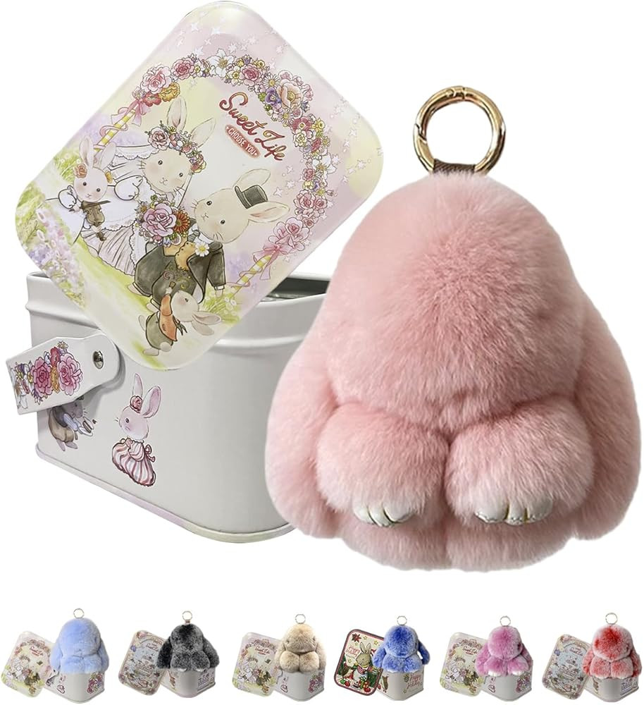 Easter Keychain With Tin Box, Bunny Lucky Keychains, Handmade Soft Bunny Keychain | Amazon (US)