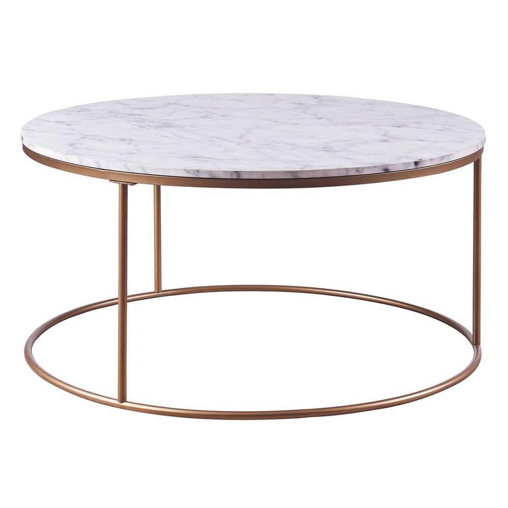 Marmo Round Coffee Table with Faux Marble Brass - Versanora | Target