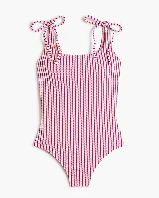 Striped tie-shoulder one-piece swimsuit | J.Crew Factory