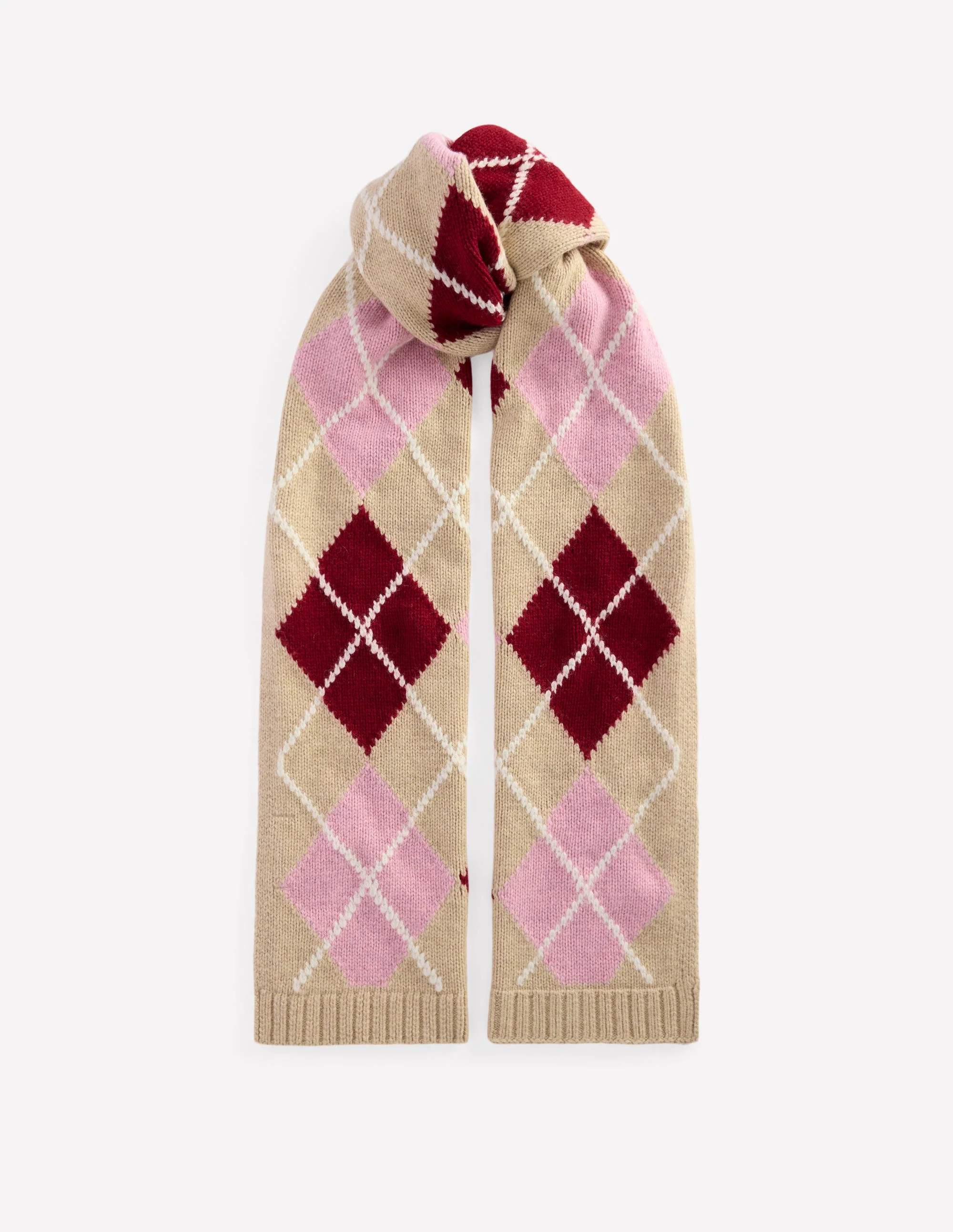 Argyle Scarf-Burgundy | Boden UK