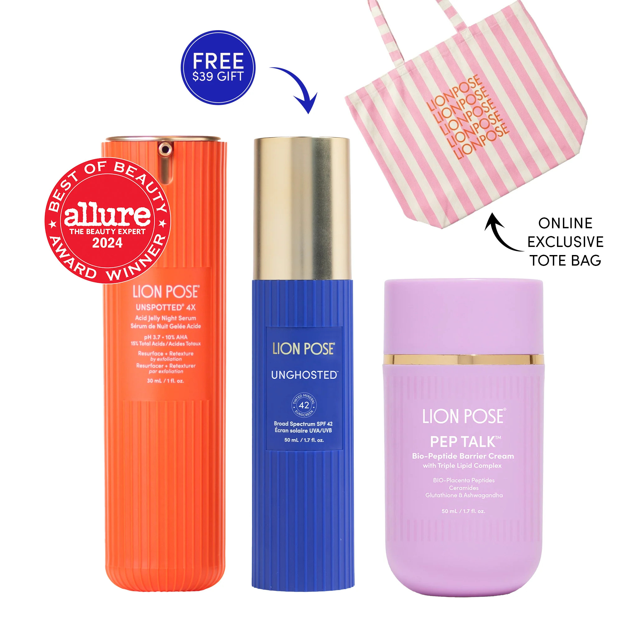 Welcome Bundle - AHA Serum, Barrier Repair + SPF | Lion Pose | Lion Pose