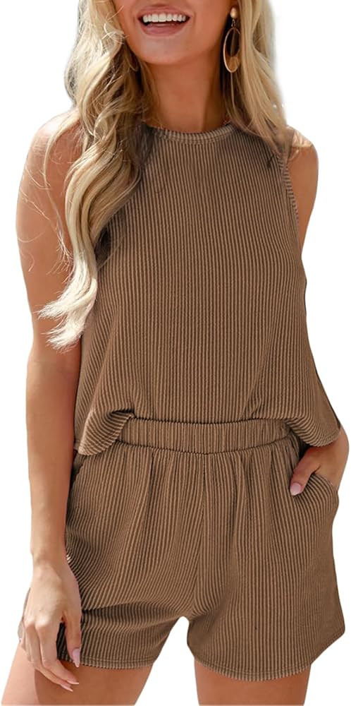 SHEWIN Women's Summer 2 Piece Outfits Shorts Sets Matching Set Loungewear 2025 | Amazon (US)