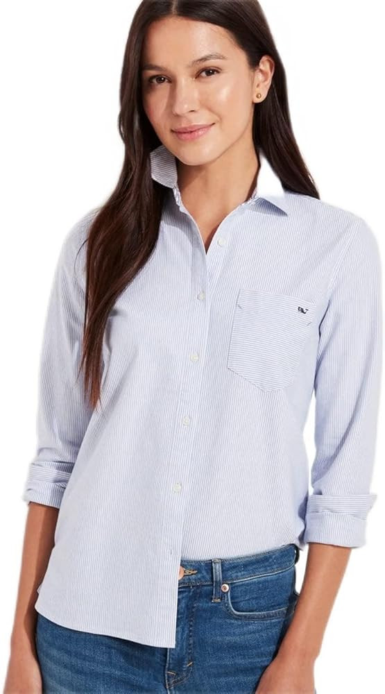 Vineyard Vines Women's Oxford Striped Chilmark Relaxed Button Down Shirt | Amazon (US)