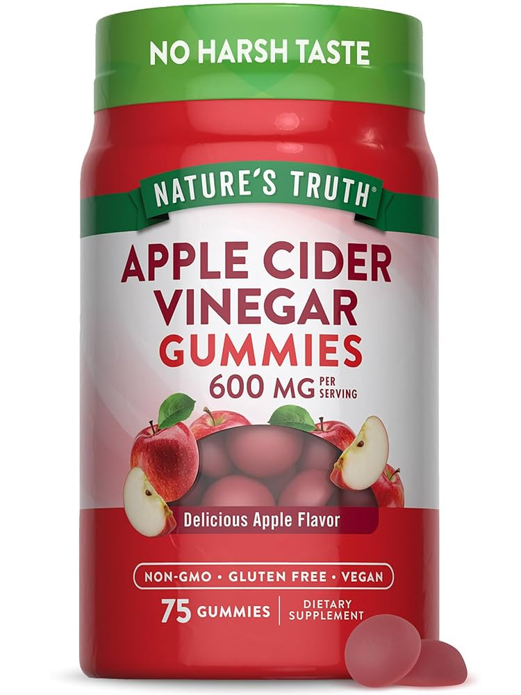 Nature's Truth Apple Cider Vinegar Gummies | 600 mg | 75 Gummies | Apple Flavor | Vegan, Non-GMO,... | Amazon (US)