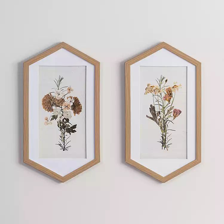 Fall Floral Hexagon Framed Art Prints, Set of 2 | Kirkland's Home