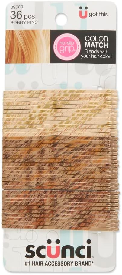 Scunci No-Slip Grip Color Match Curve unisex Bobby Pins 2.75", Blonde, 36 Count | Amazon (US)