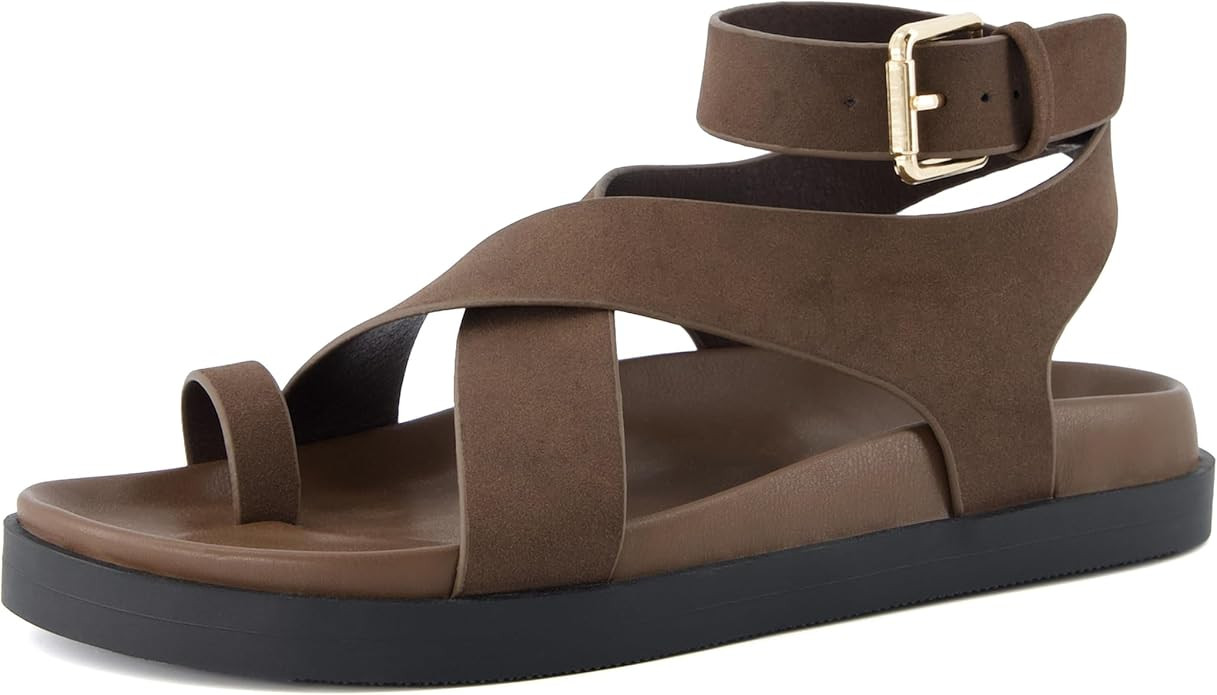 CUSHIONAIRE Entry Womens Ankle Wrap Molded Footbed Sandal with Adjustable Strap | Non-Slip Outsol... | Amazon (US)