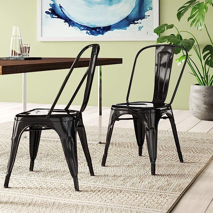 BELLEZE Stackable Metal Dining Room Chairs, Indoor Outdoor Weather Resistant Industrial Vintage T... | Amazon (US)