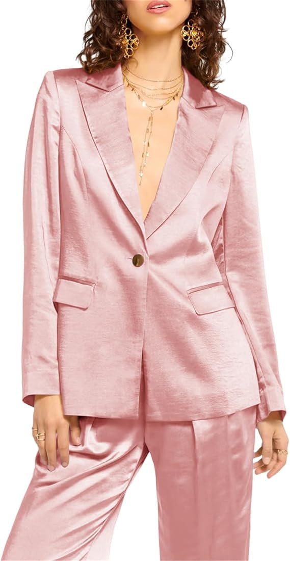 Cicy Bell Women's Casual Business Blazers Satin Long Sleeve Lapel Lightweight Work Office Blazer ... | Amazon (US)